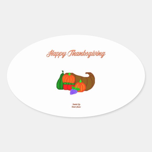 Sticker Ovale Cornucopie de Thanksgiving (Devant)