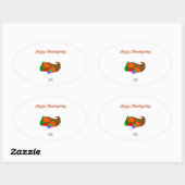 Sticker Ovale Cornucopie de Thanksgiving (Feuille)
