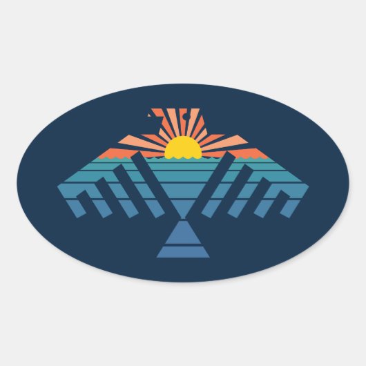 Sticker Ovale coucher de soleil (Devant)