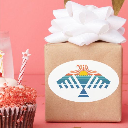 Sticker Ovale coucher de soleil (Fête)