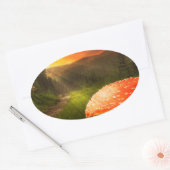 Sticker Ovale Coucher de soleil d'automne. (Enveloppe)
