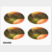 Sticker Ovale Coucher de soleil d'automne. (Feuille)