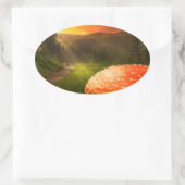 Sticker Ovale Coucher de soleil d'automne. (Sac)