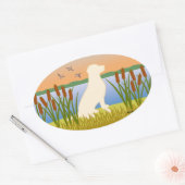 Sticker Ovale Coucher de soleil de chien d'oiseau du Labrador ja (Enveloppe)