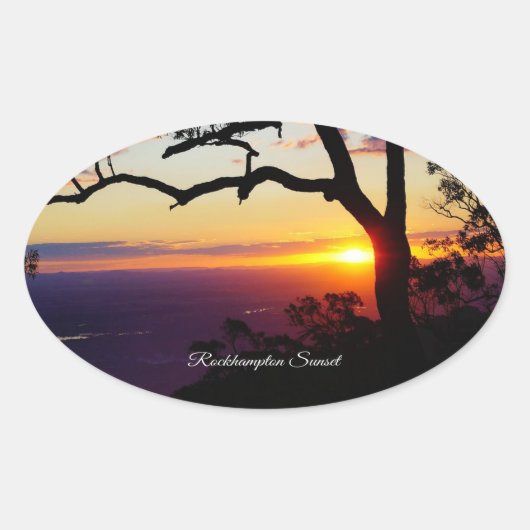 Sticker Ovale coucher de soleil de Rockhampton (Devant)