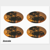 Sticker Ovale Coucher de soleil de Savannah (Feuille)