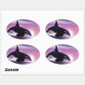 Sticker Ovale Coucher de soleil rose (Feuille)