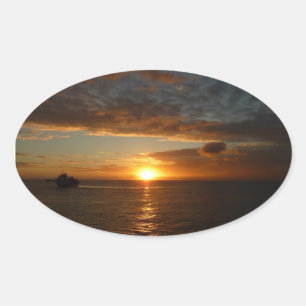Sticker Ovale Coucher de soleil sur la mer II