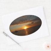 Sticker Ovale Coucher de soleil sur la mer II (Enveloppe)