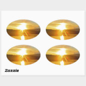 Sticker Ovale Coucher de soleil sur le lac Arrowhead (Feuille)