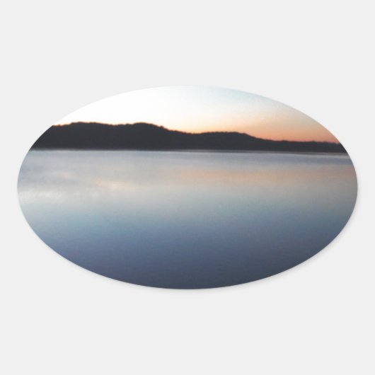 Sticker Ovale Coucher de soleil sur le lac Arrowhead (Devant)