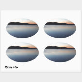 Sticker Ovale Coucher de soleil sur le lac Arrowhead (Feuille)