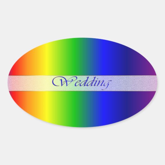 Sticker ovale couleur arc-en-ciel mariage (Devant)