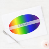 Sticker ovale couleur arc-en-ciel mariage (Enveloppe)