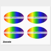 Sticker ovale couleur arc-en-ciel mariage (Feuille)