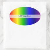 Sticker ovale couleur arc-en-ciel mariage (Sac)