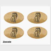 Sticker Ovale Couleur du symbole de hibou (Feuille)