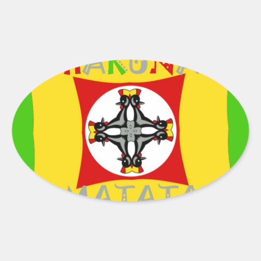 Sticker Ovale Couleur Rasta rouge or vert (Devant)