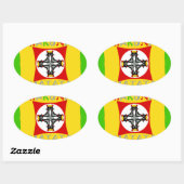 Sticker Ovale Couleur Rasta rouge or vert (Feuille)