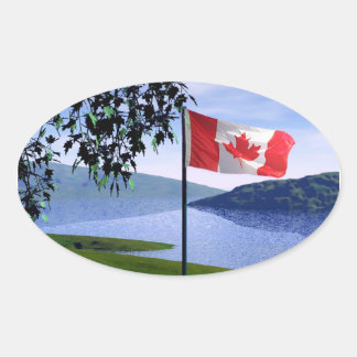Sticker Ovale Couleurs canadiennes
