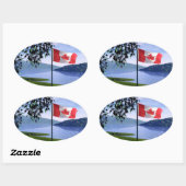 Sticker Ovale Couleurs canadiennes (Feuille)
