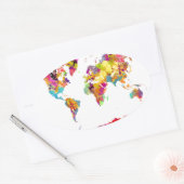 Sticker Ovale couleurs de la carte mondiale (Enveloppe)