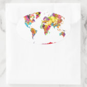 Sticker Ovale couleurs de la carte mondiale (Sac)
