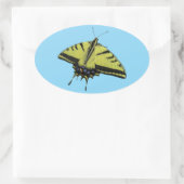 Sticker Ovale Couleurs de la queue du papillon Swallowtail Weste (Sac)