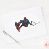 Sticker Ovale Couleurs sauvages Wakeboard (Enveloppe)