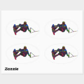 Sticker Ovale Couleurs sauvages Wakeboard (Feuille)