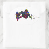 Sticker Ovale Couleurs sauvages Wakeboard (Sac)