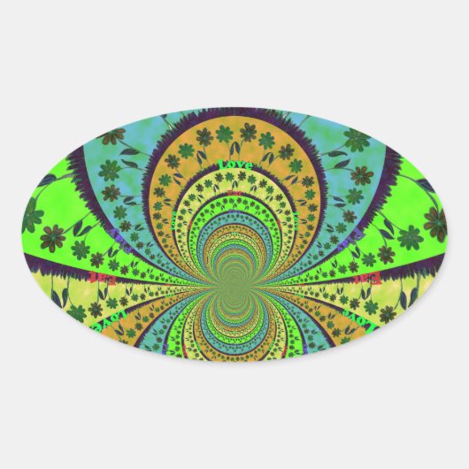 Sticker Ovale Couleurs traditionnelles africaines Kaleidoscope A (Devant)