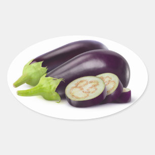 Sticker Ovale Couper les aubergines