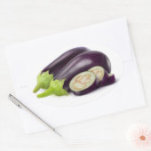 Sticker Ovale Couper les aubergines (Enveloppe)