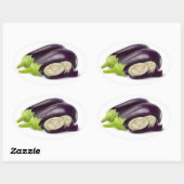 Sticker Ovale Couper les aubergines (Feuille)
