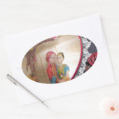 Sticker Ovale Couple Mariage asiatique sur l'art de la bascule c (Enveloppe)
