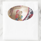 Sticker Ovale Couple Mariage asiatique sur l'art de la bascule c (Sac)