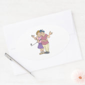 Sticker Ovale Couples Qui Golf Ensemble Restent Ensemble (Enveloppe)