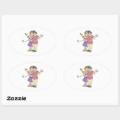 Sticker Ovale Couples Qui Golf Ensemble Restent Ensemble (Feuille)