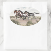 Sticker Ovale Courez comme le vent - Galloping Paint Horses (Sac)