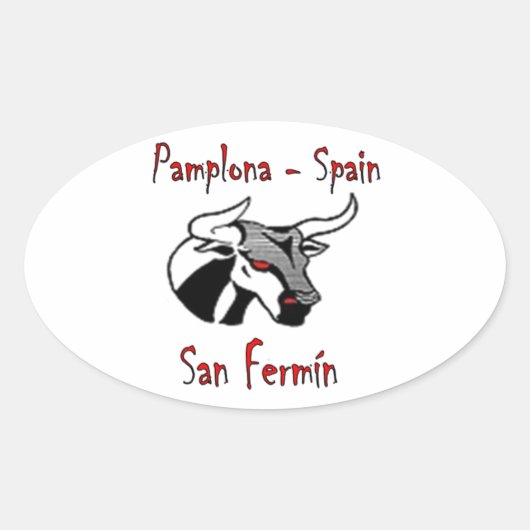 Sticker Ovale Courir avec des taureaux (Devant)