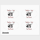Sticker Ovale Courir avec des taureaux (Feuille)