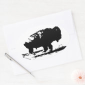 Sticker Ovale Courir Buffalo Bison Pop Art (Enveloppe)