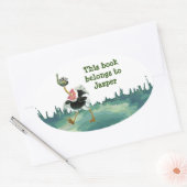 Sticker Ovale Course d'autruche dans le marais (Enveloppe)