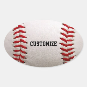 Sticker Ovale Couture Baseball Softball Texte Personnalisé