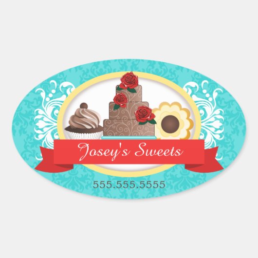 Sticker Ovale Couture Cupcake Boulangerie Coffret Cachets (Devant)