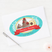 Sticker Ovale Couture Cupcake Boulangerie Coffret Cachets (Enveloppe)