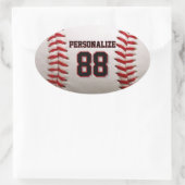 Sticker Ovale Couture de baseball classique Nom et numéro person (Sac)