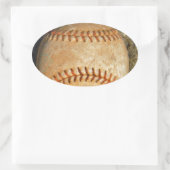 Sticker Ovale Couture rouge vintage de baseball blanc (Sac)