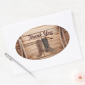 Sticker Ovale Cowboy Boots Western mariage campagnard merci (Enveloppe)